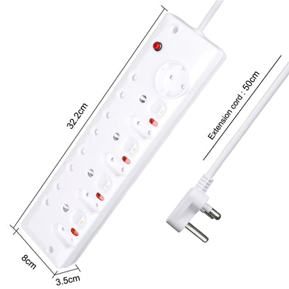 AUSMA P-09B Long Power Strip – Smart 9-Way Multi-Function Plug with 4 Switches