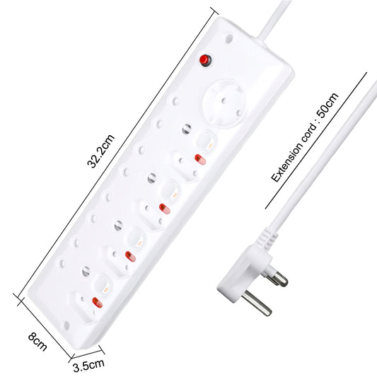 AUSMA P-09B Long Power Strip – Smart 9-Way Multi-Function Plug with 4 Switches