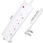 AUSMA P-09B Long Power Strip – Smart 9-Way Multi-Function Plug with 4 Switches