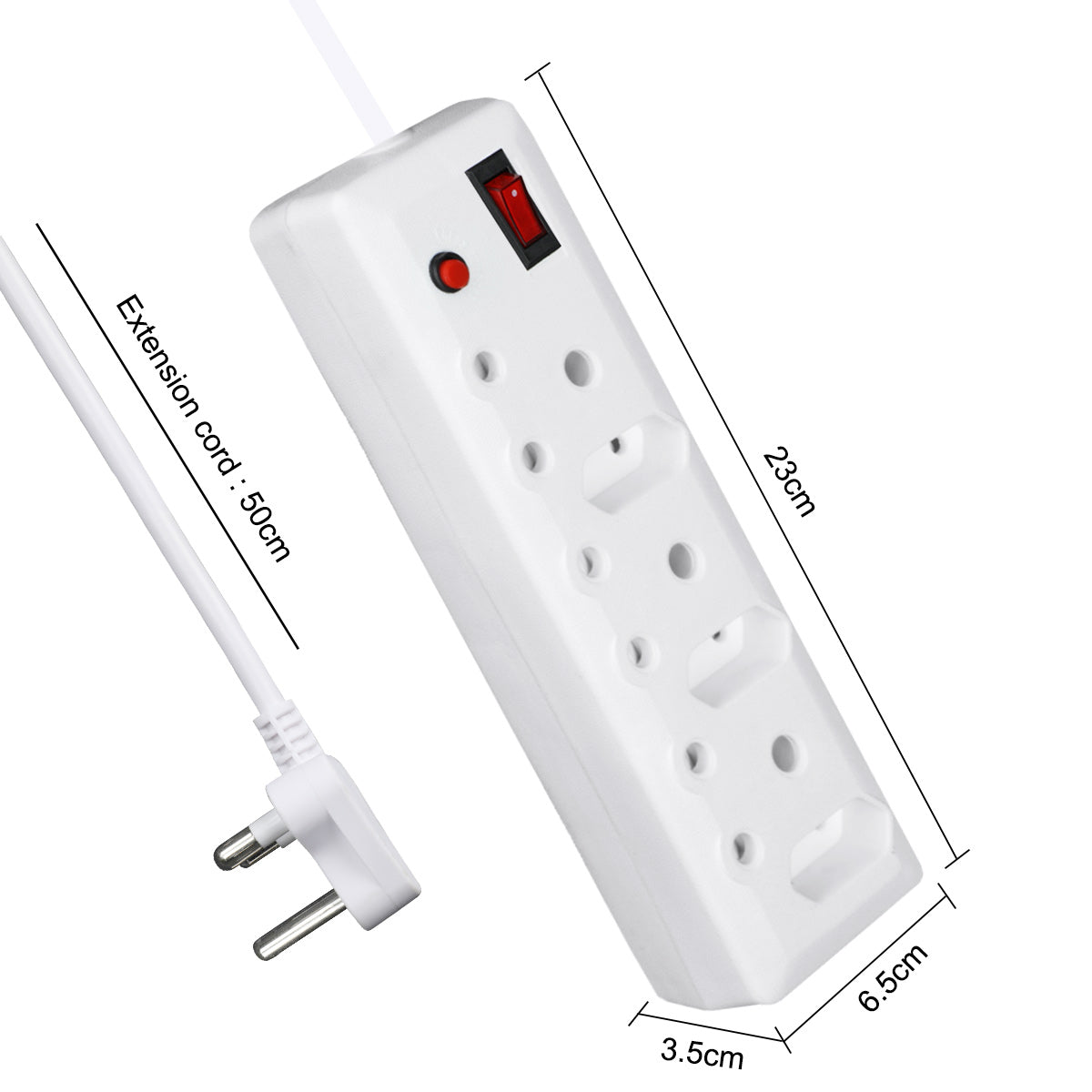 REDISSON Mi-06B Long Power Strip - Compact 6-Way Multi-Plug for Home, Travel, Office - Smart Power Strip with Multiple Outlets