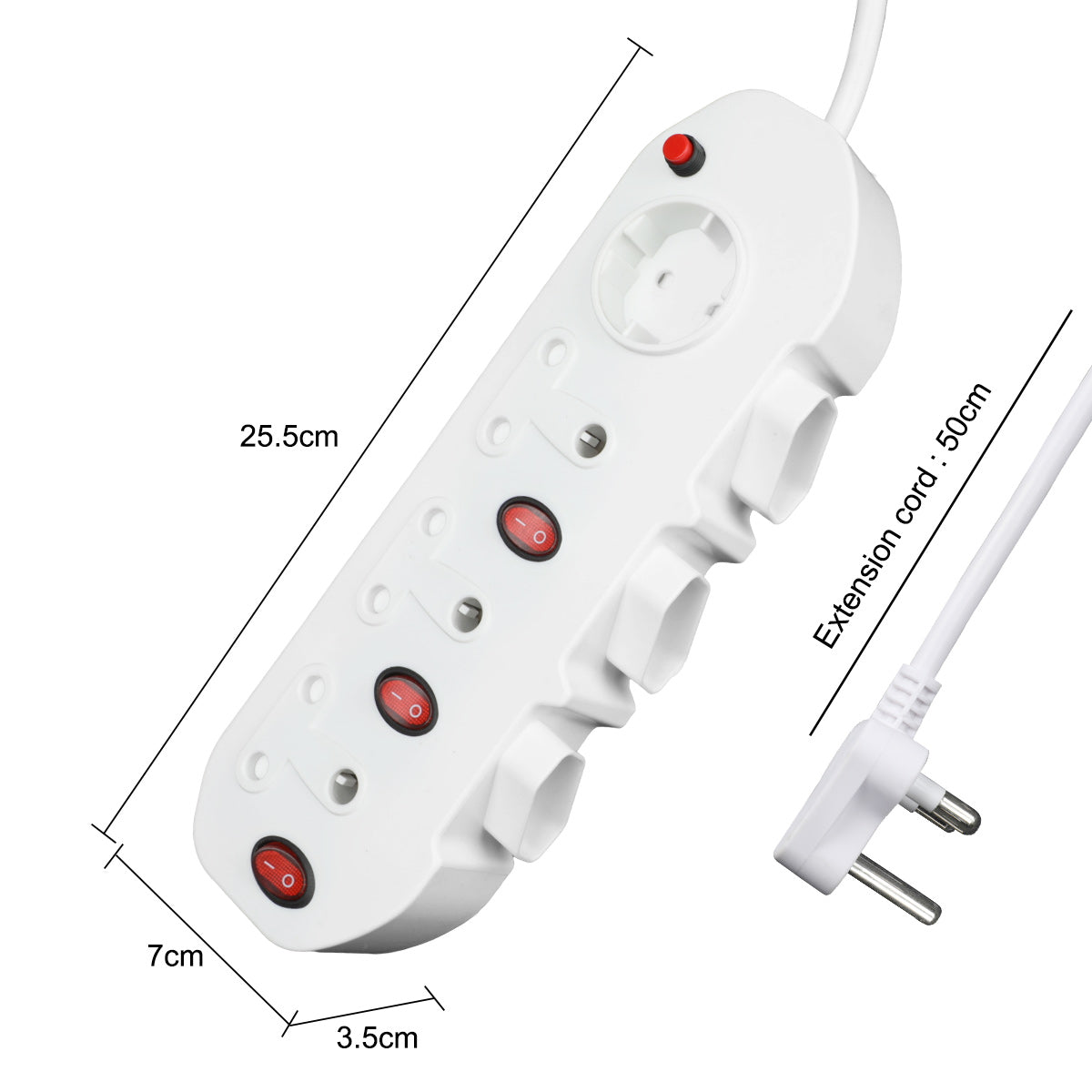 REDISSON M-07A Long Power Strip – Smart 7-Way Multi-Plug for Home Travel and Office