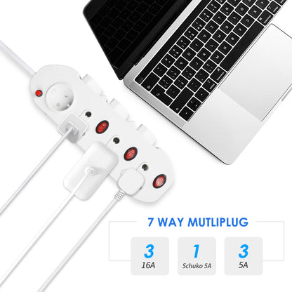 REDISSON M-07A Long Power Strip – Smart 7-Way Multi-Plug for Home Travel and Office