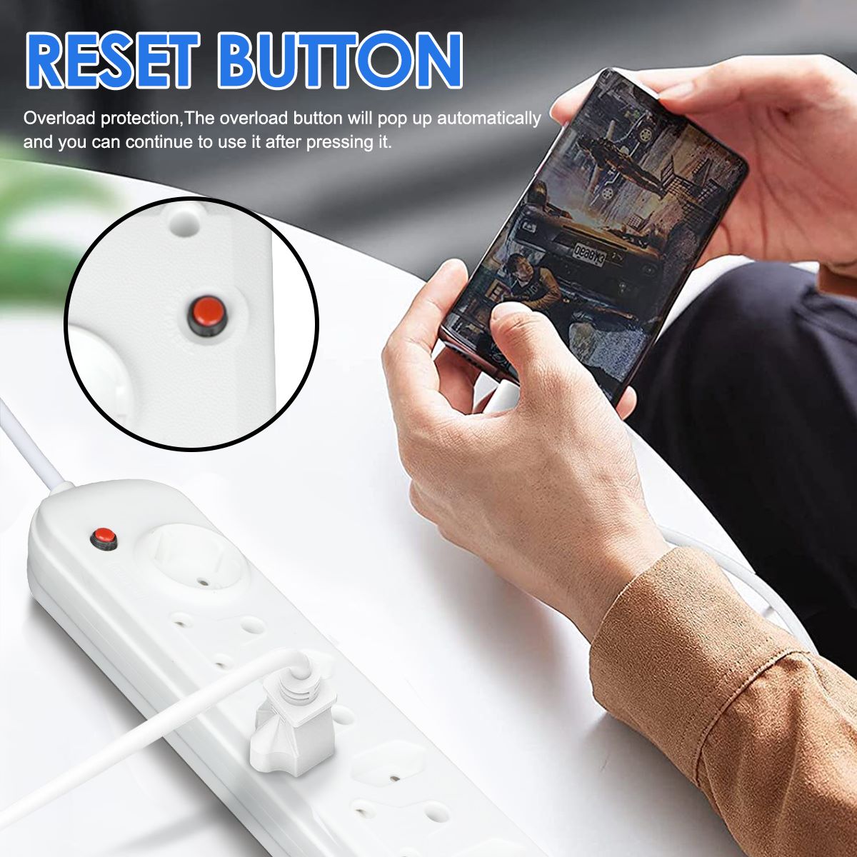 REDISSON M-07A Long Power Strip – Smart 7-Way Multi-Plug for Home Travel and Office