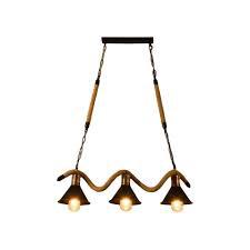 M45-3-  Matte Black Cone Island Lighting Industrial Metal Cafe Bar Hanging Light with Twisted Rope