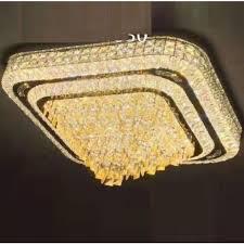 DX013 - LED Square Glass Chandelier, Gold, Modern