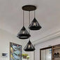 3-Light Pendant Kitchen Lights, Rustic Diamond Shade Dining Room Ceiling Lamp, Black Metal Chandelier Industrial Hanging Lighting Fixture for Farmhouse Kitchen Cafe Bar M43-3