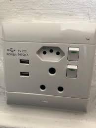 4x4 electrical socket 1x2 pin 2 USB ports SA034/ WH