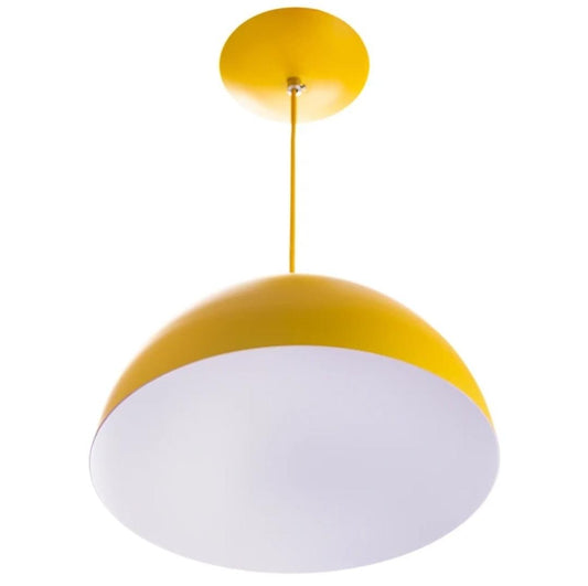 Vintage Yellow and White Ceiling pendant light, compatible with various bulbs, such as incandescent, LED, CFL and halogen bulbs. Ceiling light is hardwired, 1 bulb (bulb not included)6030 Yellow + white