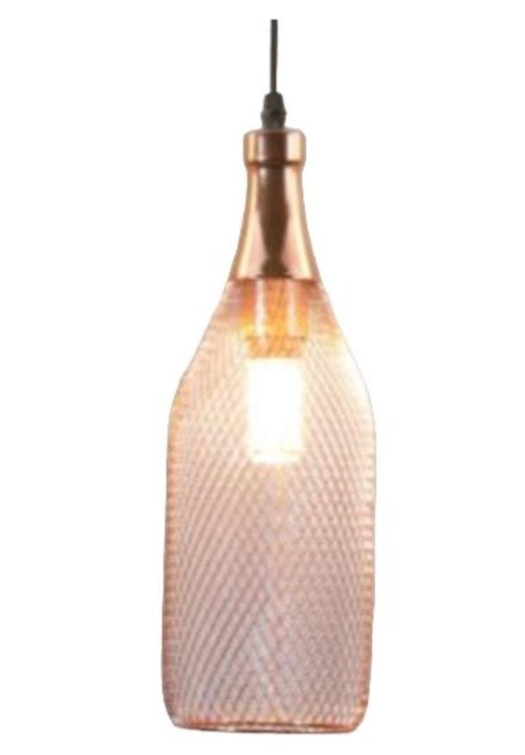 1 Light Bottle-Shaped Rose Gold Pendant Light - 1 bulb (bulb not included) 6015/1 Rose