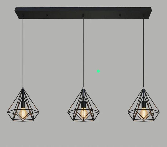 3 in 1 Rope indutrial kitchen pendant ceiling light fitting-chandelier cover for dining room 6033/3 BK