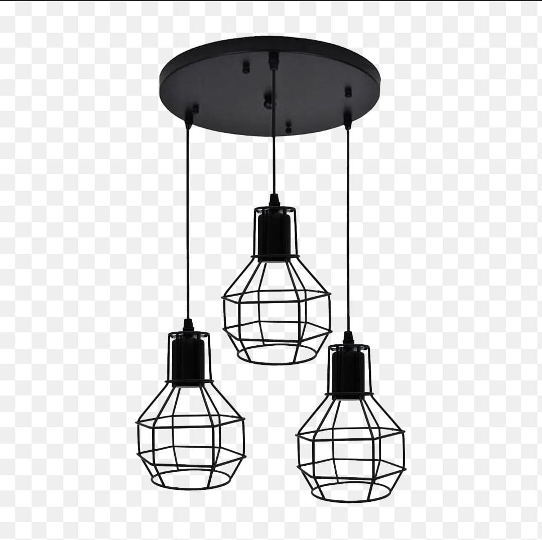 3 in 1 Rope indutrial kitchen pendant ceiling light fitting-chandelier cover for dining room 6018/3 R BK