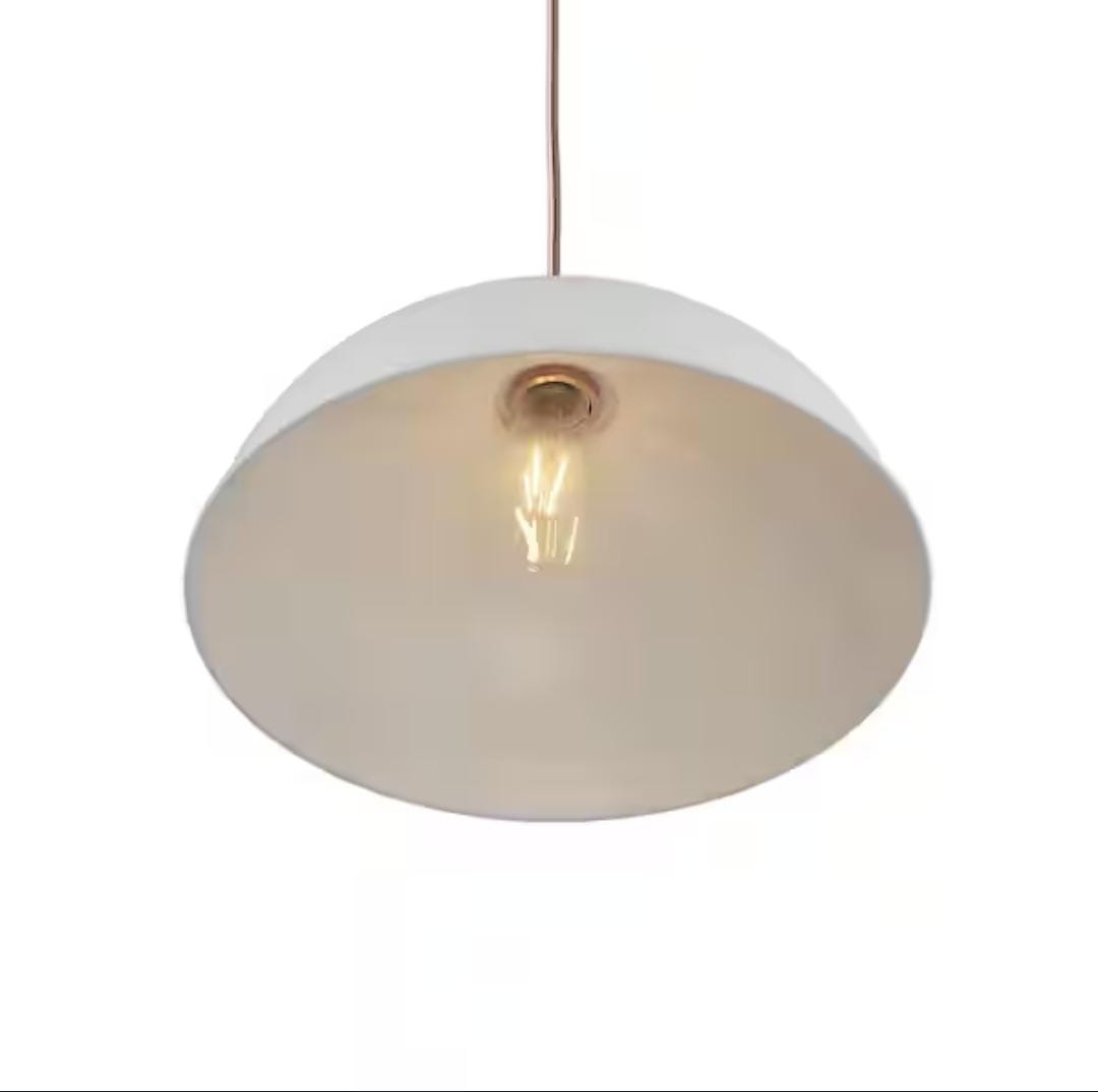 Metal Vintage White Ceiling pendant light, compatible with various bulbs, such as incandescent, LED, CFL and halogen bulbs. Ceiling light is hardwired, 1 bulb (bulb not included)6030 WH+WH