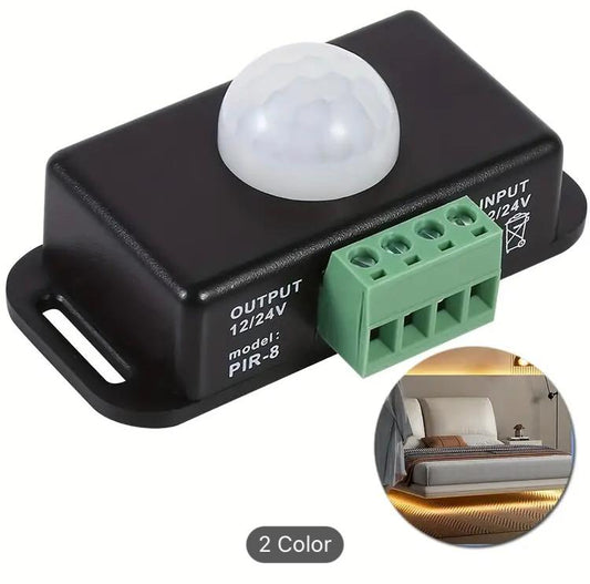 12v-24v PIR Sensor adjustable LED Black infrared Motion Detector body motion Sensing Light Switch