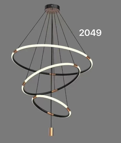 3 color Modern Ring Gold Premium Sense Dining Chandelier Pendant Light Bar Light (3 Rings) 2049-4-6-8