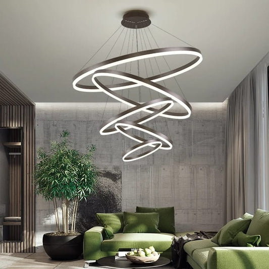 3 color Modern Ring Gold Premium Sense Dining Chandelier Pendant Light (5 Rings) 8120-4-6-8-10