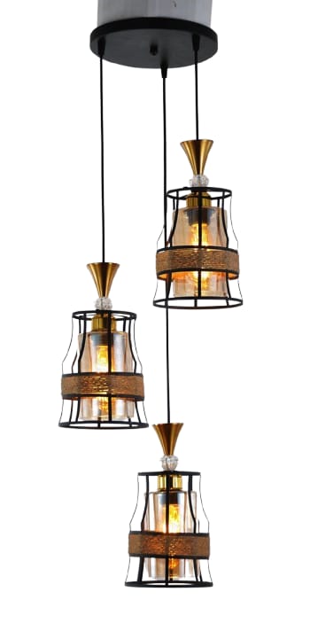 Enhance your home with our 3 Head Vintage Vulcan Cage Pendant Light 1768-3