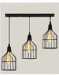 Industrial Caged Pendant  Metallic Hanging Ceiling Light with Linear Canopy in Black M132-3