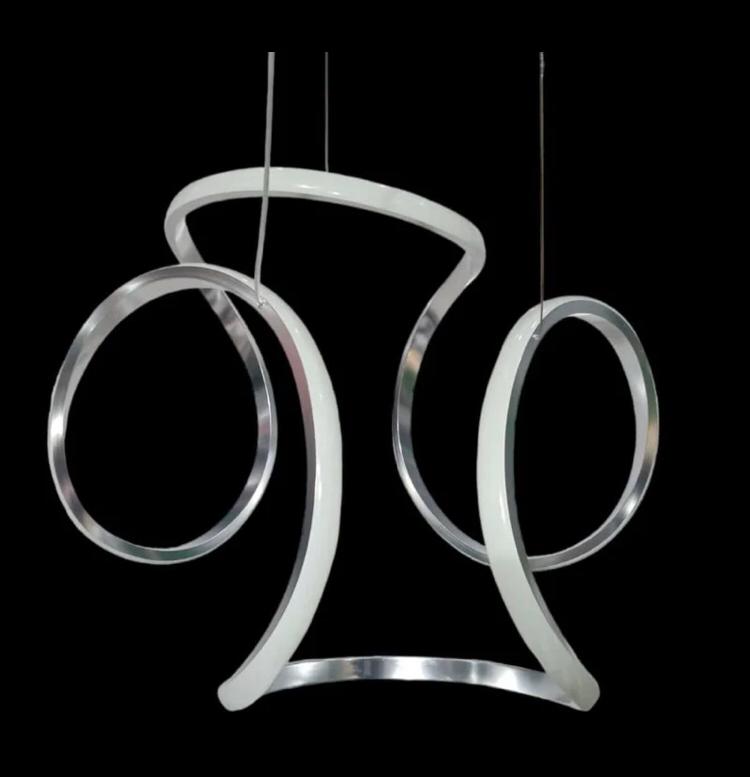 LED  Modern Curved Lamp Spiral Wrought Iron chrome Chandelier, Bedroom Study Living Room Fashion Decoration 3 Color Changing Ceiling Chandelier(warm white ,cool white and day light) 802/3